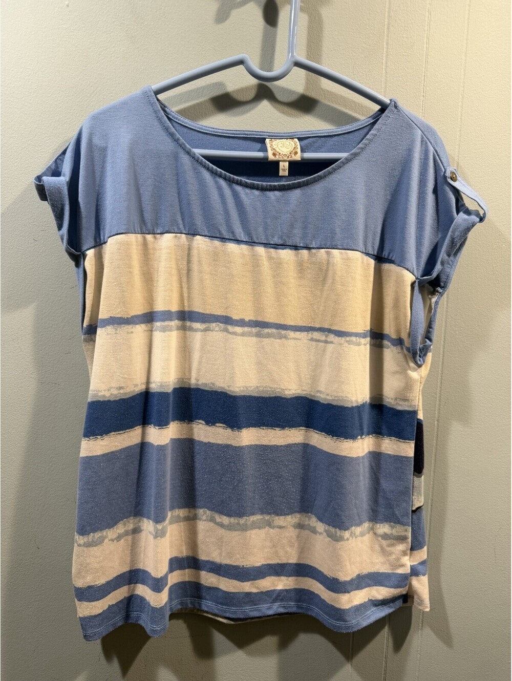 Womens Truself Short Sleeves Top Size Large Multicolor